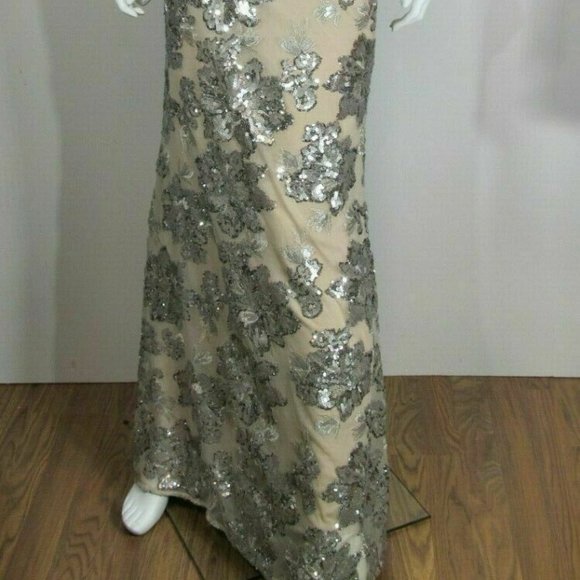 Vince Camuto Metallic Sequin One-shoulder Gown - Picture 2 of 7